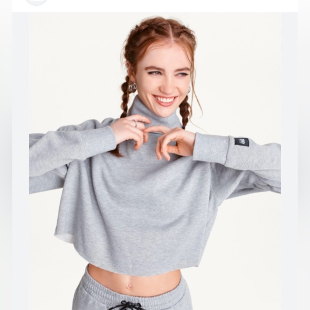 DKNY Gray Cropped Sweatshirt